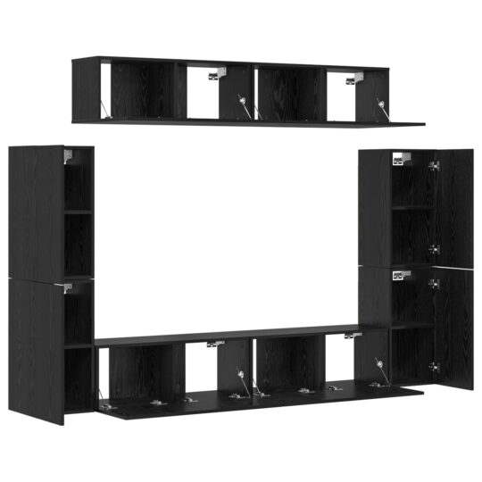 3393325 7 Set comodă TV Pe perete 8 pcs Stejar negru 80 x 30 x 30.5 cm 3393325 7