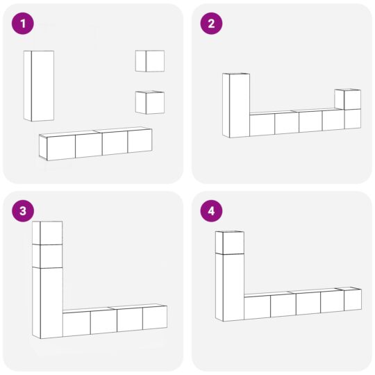 3393331 13 Set Cabinet TV Pe perete 5 pcs Stejar negru 160 x 30 x 30.5 cm 3393331 13