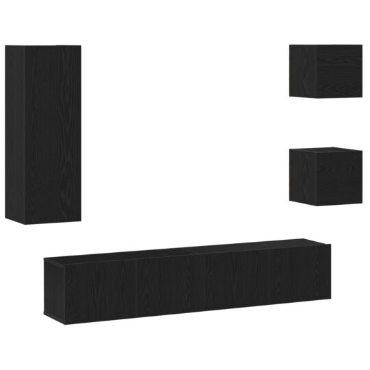 3393331 2 Set Cabinet TV Pe perete 5 pcs Stejar negru 160 x 30 x 30.5 cm 3393331 2