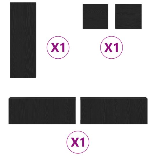 3393331 6 Set Cabinet TV Pe perete 5 pcs Stejar negru 160 x 30 x 30.5 cm 3393331 6