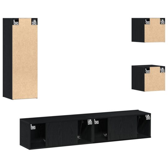 3393331 8 Set Cabinet TV Pe perete 5 pcs Stejar negru 160 x 30 x 30.5 cm 3393331 8
