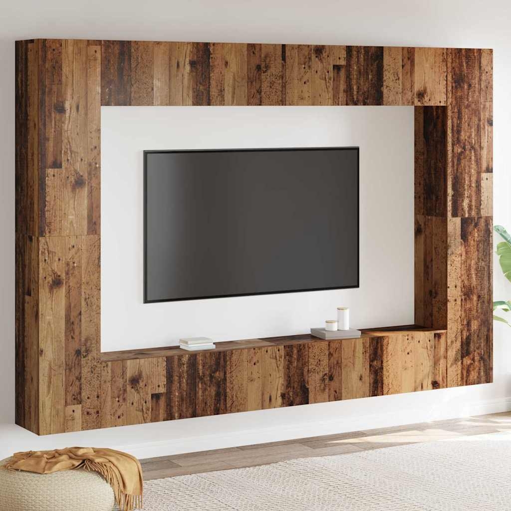 3393342 1 Set comodă TV 8 pcs Lemn vechi 100 x 30 x 30 cm Lemn compozit Set comodă TV 8 pcs Lemn vechi 100 x 30 x 30 cm Lemn compozit