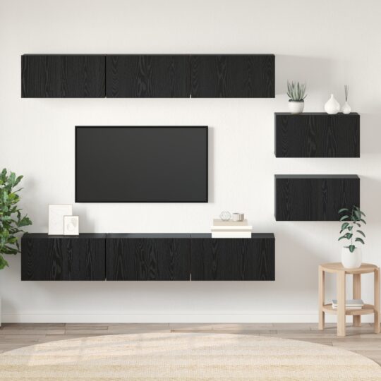 Set comodă TV 8 pcs Stejar negru 60 x 30 x 30 cm Lemn compozit