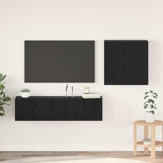 Set comodă TV 4 pcs Stejar negru 120 x 30 x 30 cm Lemn compozit