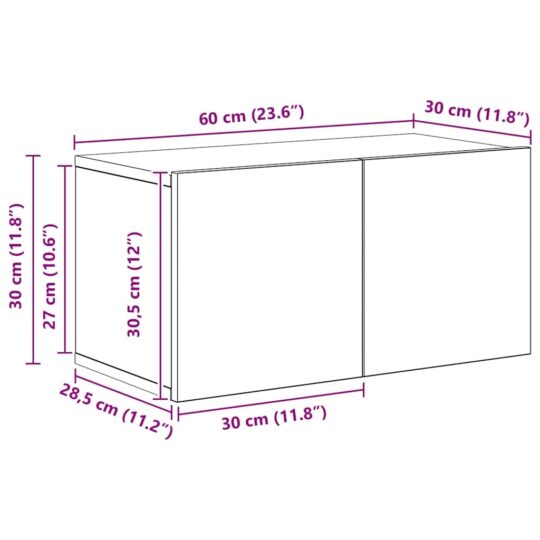 3393374 13 Set comodă TV Pe perete 4 pcs stejar artizanal 60 x 30 x 30 cm 3393374 13
