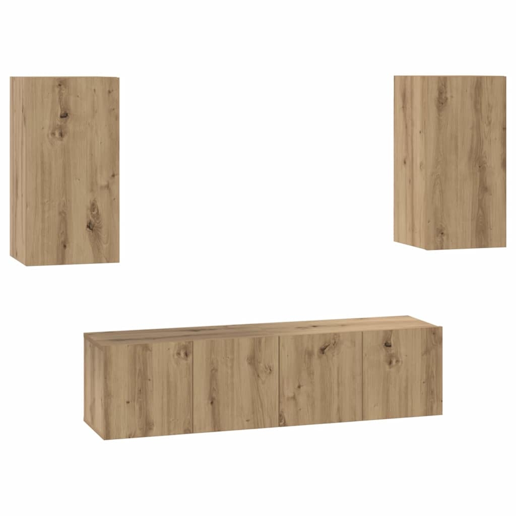 3393374 2 Set comodă TV Pe perete 4 pcs stejar artizanal 60 x 30 x 30 cm Set comodă TV Pe perete 4 pcs stejar artizanal 60 x 30 x 30 cm - imagine 2