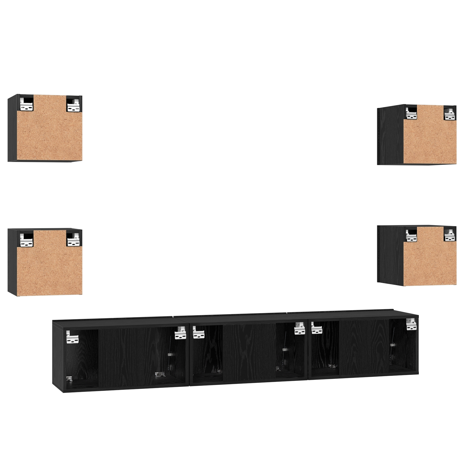 3393397 10 Set comodă TV 7 pcs Stejar negru Mediu 180 x 30 x 30 cm Set comodă TV 7 pcs Stejar negru Mediu 180 x 30 x 30 cm - imagine 10