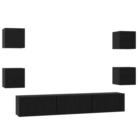 3393397 2 Set comodă TV 7 pcs Stejar negru Mediu 180 x 30 x 30 cm 3393397 2