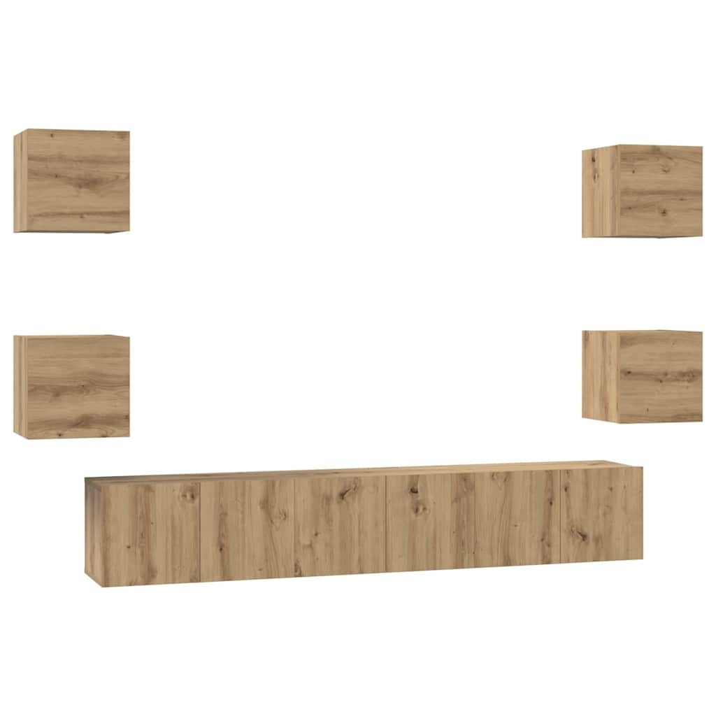 3393398 2 Set comodă TV Pe perete 7 pcs stejar artizanal 60 x 30 x 30 cm Set comodă TV Pe perete 7 pcs stejar artizanal 60 x 30 x 30 cm - imagine 2