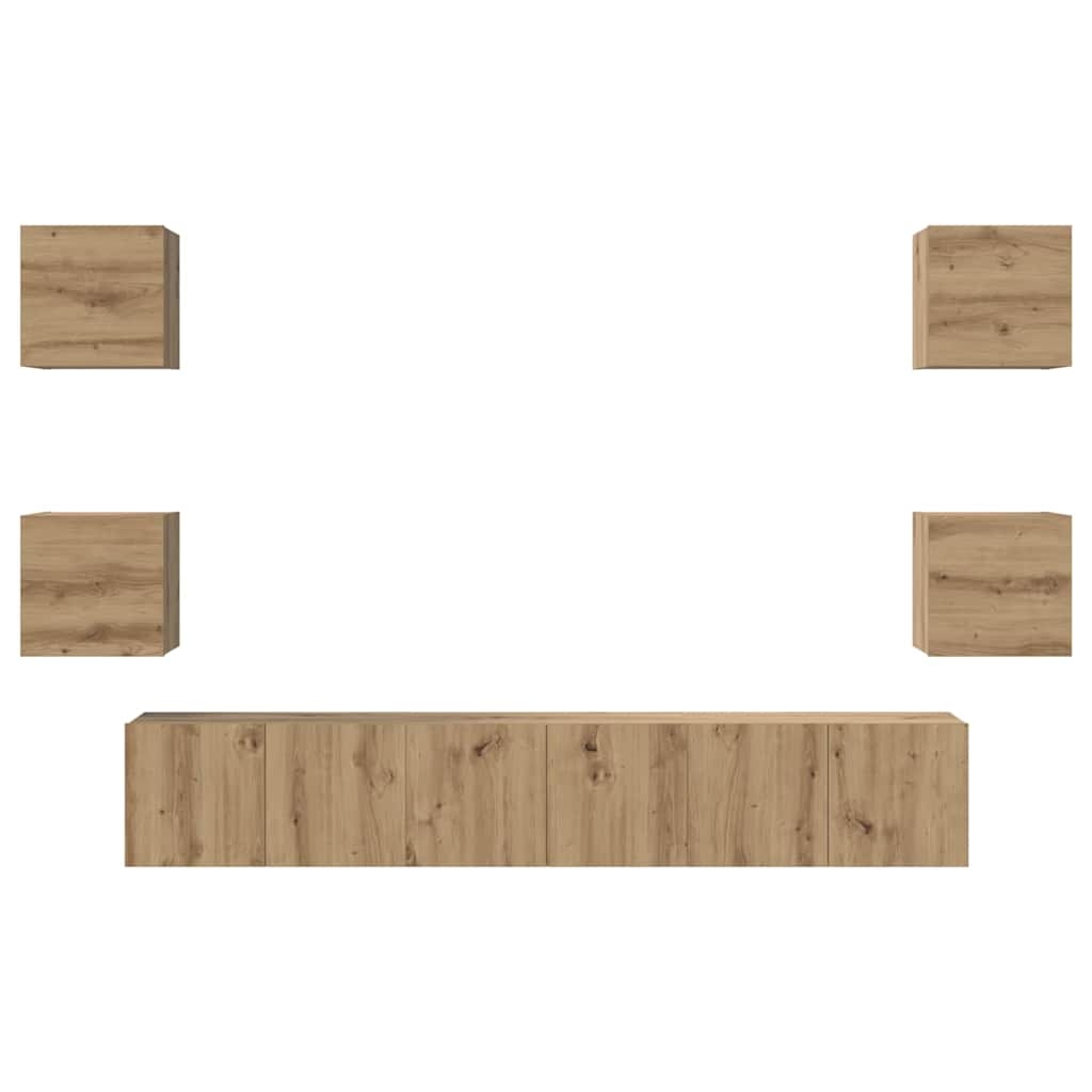 3393398 7 Set comodă TV Pe perete 7 pcs stejar artizanal 60 x 30 x 30 cm Set comodă TV Pe perete 7 pcs stejar artizanal 60 x 30 x 30 cm - imagine 7