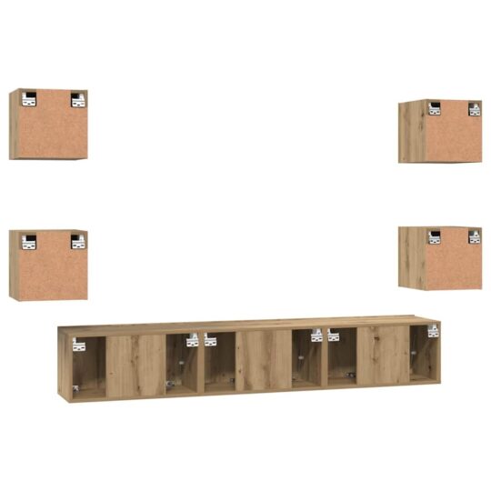 3393398 9 Set comodă TV Pe perete 7 pcs stejar artizanal 60 x 30 x 30 cm 3393398 9