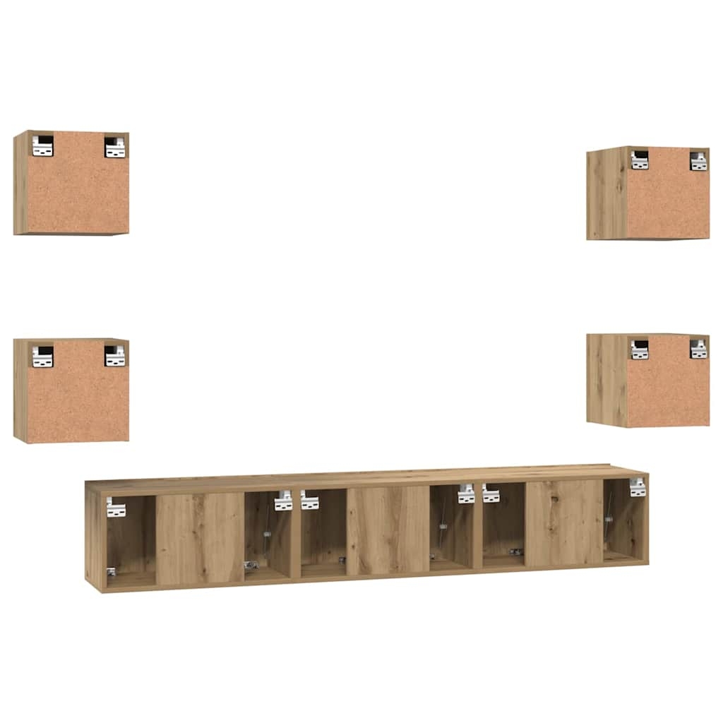 3393398 9 Set comodă TV Pe perete 7 pcs stejar artizanal 60 x 30 x 30 cm Set comodă TV Pe perete 7 pcs stejar artizanal 60 x 30 x 30 cm - imagine 9
