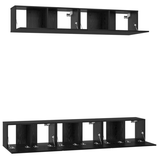 3393406 7 Set comodă TV 5 pcs Stejar Negru Mediu 80 x 30 x 30.5 cm 3393406 7