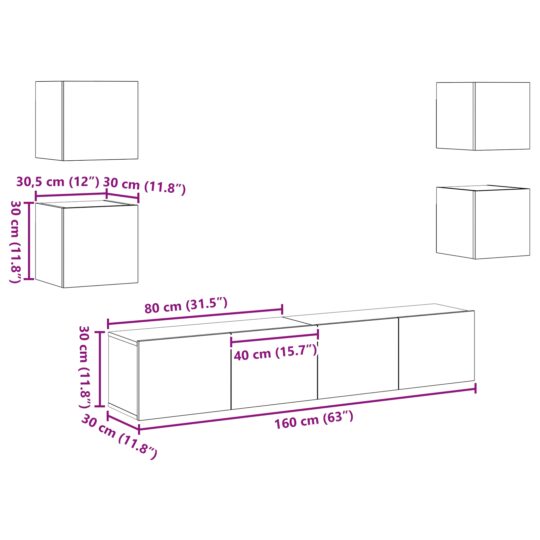 3393417 11 Cabinet TV 6 pcs Maro 160 x 30 x 30 cm Lemn compozit 3393417 11
