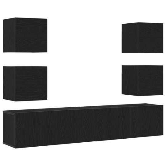 3393418 2 Cabinet TV 6 pcs Negru 160 x 30 x 30 cm Lemn compozit 3393418 2