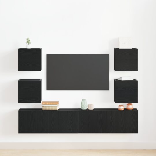 3393418 4 Cabinet TV 6 pcs Negru 160 x 30 x 30 cm Lemn compozit 3393418 4