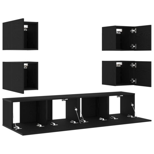 3393418 5 Cabinet TV 6 pcs Negru 160 x 30 x 30 cm Lemn compozit 3393418 5