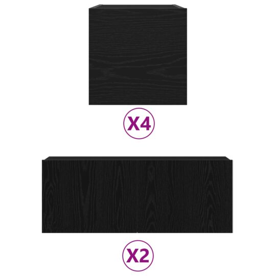 3393418 6 Cabinet TV 6 pcs Negru 160 x 30 x 30 cm Lemn compozit 3393418 6