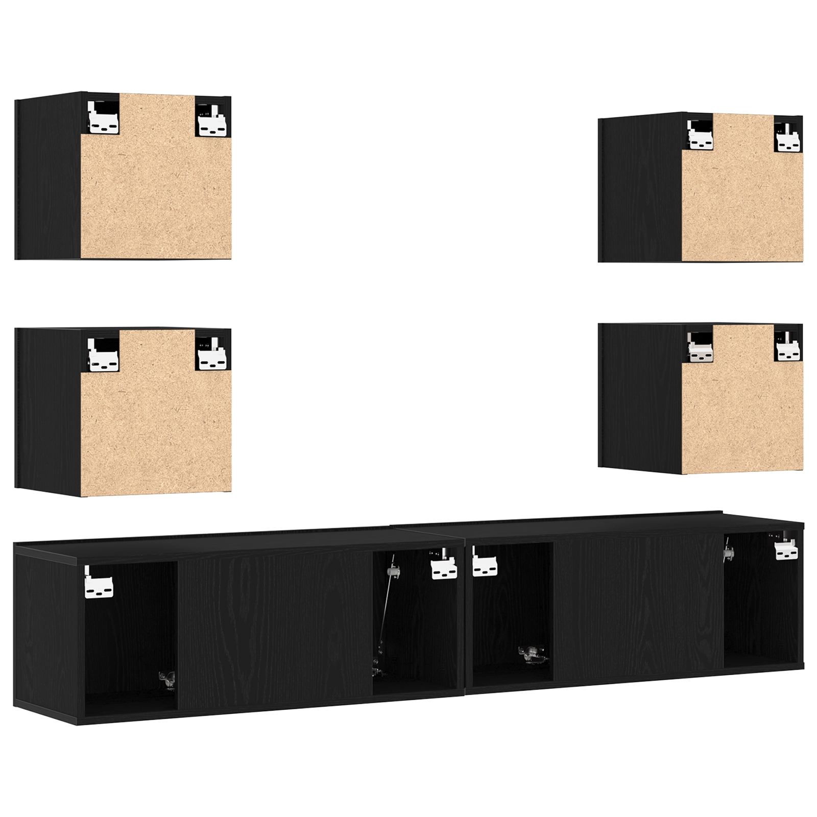 3393418 8 Cabinet TV 6 pcs Negru 160 x 30 x 30 cm Lemn compozit Cabinet TV 6 pcs Negru 160 x 30 x 30 cm Lemn compozit - imagine 8
