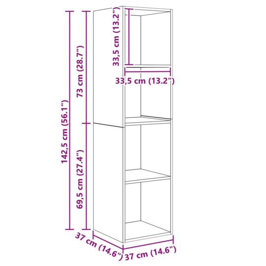 3393421 8 Set comodă TV Pe perete 4 pcs Stejar negru 37 x 37 x 142.5 cm 3393421 8