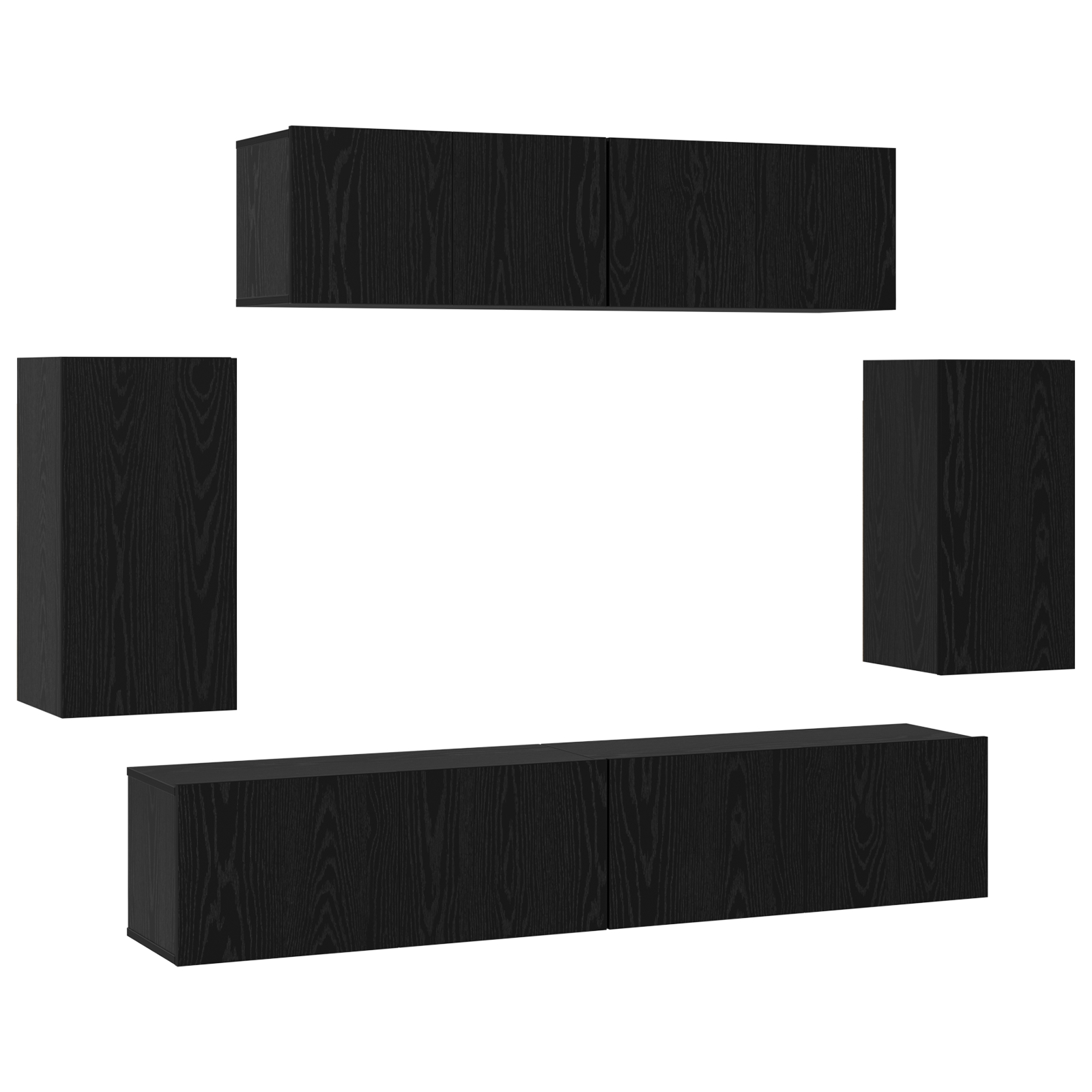 3393433 2 Set Dulapuri TV Pe perete 6 pcs Stejar negru 80 x 30 x 30 cm Set Dulapuri TV Pe perete 6 pcs Stejar negru 80 x 30 x 30 cm - imagine 2