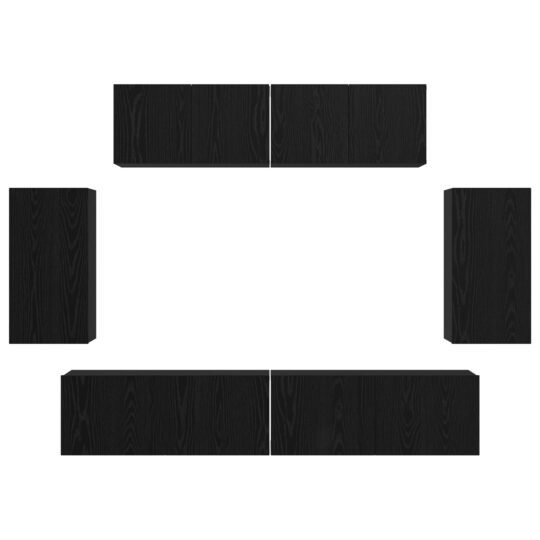 3393433 9 Set Dulapuri TV Pe perete 6 pcs Stejar negru 80 x 30 x 30 cm 3393433 9
