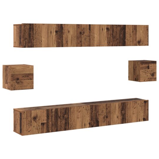 3393438 2 Set comodă TV Pe perete 6 pcs Lemn vechi 100 x 30 x 30 cm lemn 3393438 2
