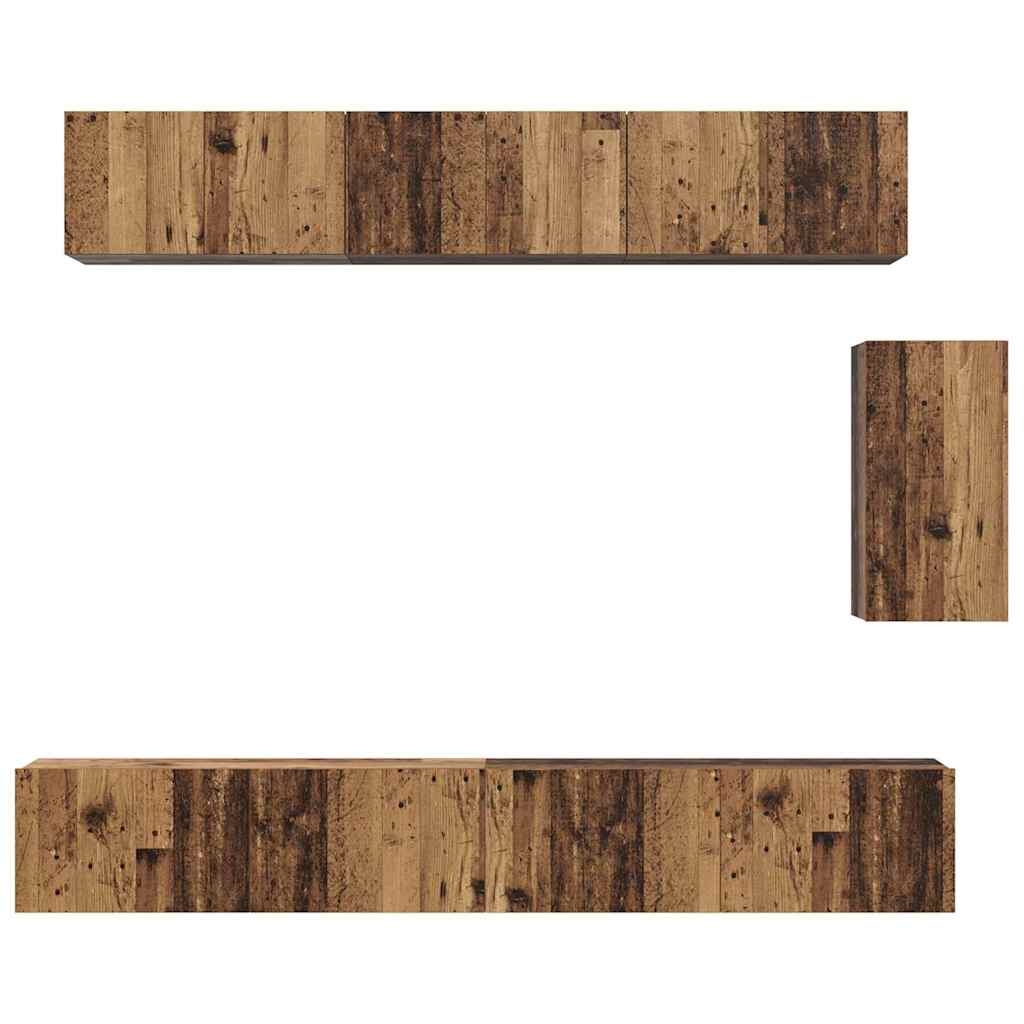 3393441 8 Set comodă TV 6 pcs Lemn vechi 100 x 30 x 30 cm Lemn compozit Set comodă TV 6 pcs Lemn vechi 100 x 30 x 30 cm Lemn compozit - imagine 8