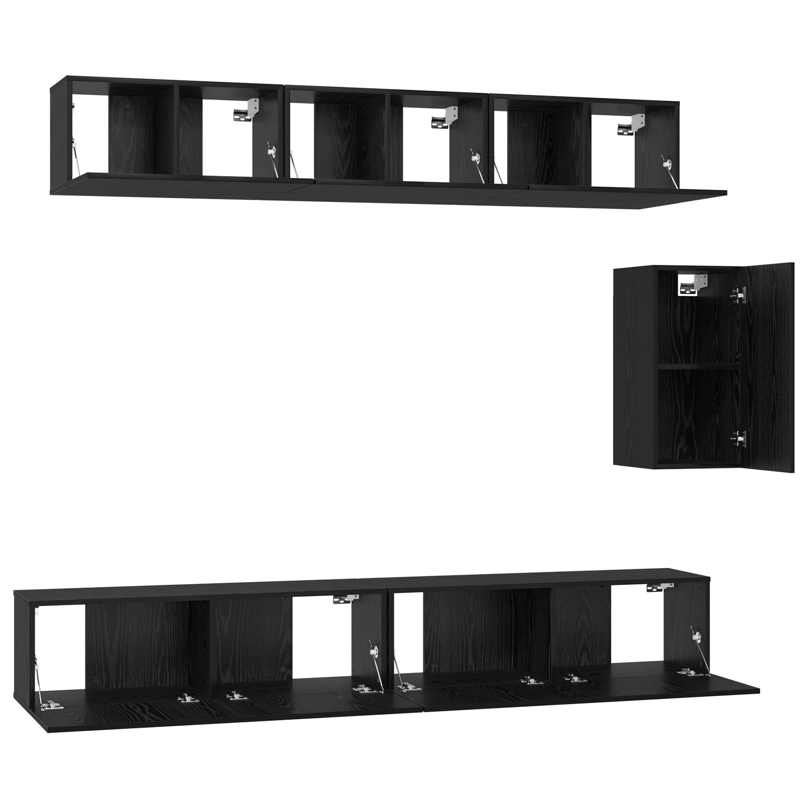 3393442 8 Set comodă TV 6 pcs Stejar negru 100 x 30 x 30 cm Lemn compozit Set comodă TV 6 pcs Stejar negru 100 x 30 x 30 cm Lemn compozit - imagine 8
