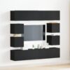 3393445 1 Set cabinet TV montat pe perete din lemn de stejar negru - 3393445 1