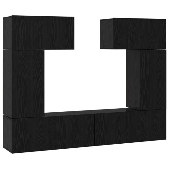 3393469 2 Set comodă TV 6 pcs Stejar negru 80 x 30 x 30 cm Lemn compozit 3393469 2