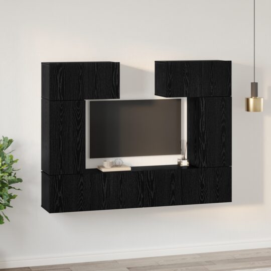 3393469 4 Set comodă TV 6 pcs Stejar negru 80 x 30 x 30 cm Lemn compozit 3393469 4