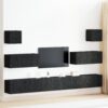 3393484 1 Set cabinet TV de 7 piese - Montat pe perete, lemn de stejar negru, lemn compozit 3393484 1