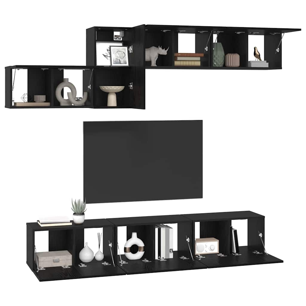 3393487 3 Set comodă TV 7 pcs Stejar negru 60 x 30 x 30 cm Lemn compozit Set comodă TV 7 pcs Stejar negru 60 x 30 x 30 cm Lemn compozit - imagine 3