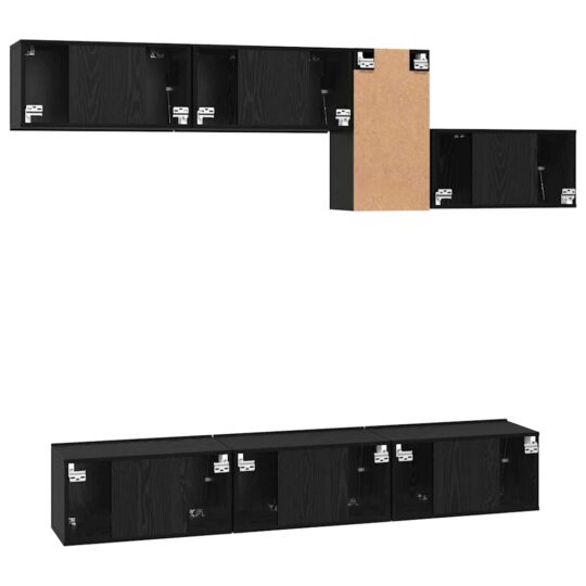 3393487 8 Set comodă TV 7 pcs Stejar negru 60 x 30 x 30 cm Lemn compozit 3393487 8