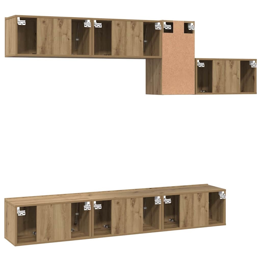3393488 9 Set comodă TV cu sertar 7 pcs stejar artizanal 60 x 30 x 30 cm Set comodă TV cu sertar 7 pcs stejar artizanal 60 x 30 x 30 cm - imagine 9