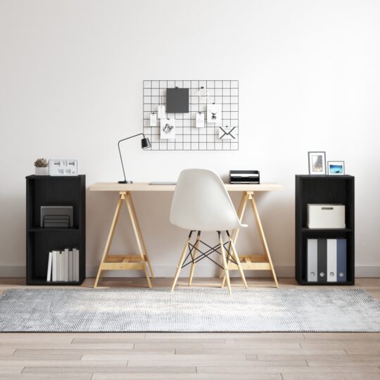 Set comodă TV 2 pcs Stejar Negru Lemn compozit