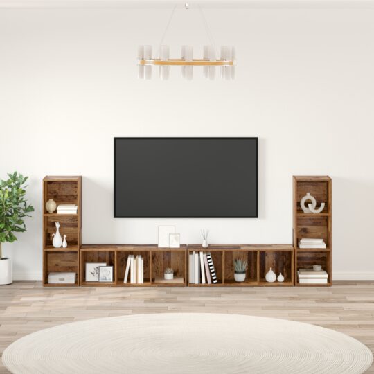 Cabinet TV 4 pcs Lemn vechi 37 x 35 x 107.5 cm Lemn stratificat