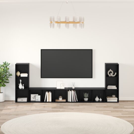 Cabinet TV 4 pcs Stejar negru 37 x 35 x 107.5 cm