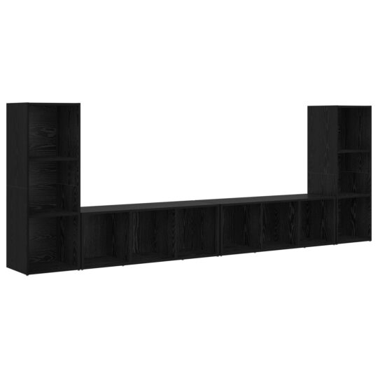 Alternative view of Cabinet TV 4 pcs Stejar negru 37 x 35 x 107.5 cm
