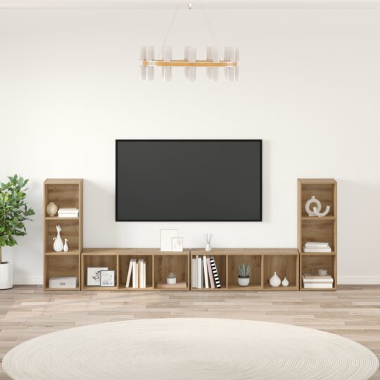 Cabinet TV 4 pcs stejar artizanal 37 x 35 x 107.5 cm