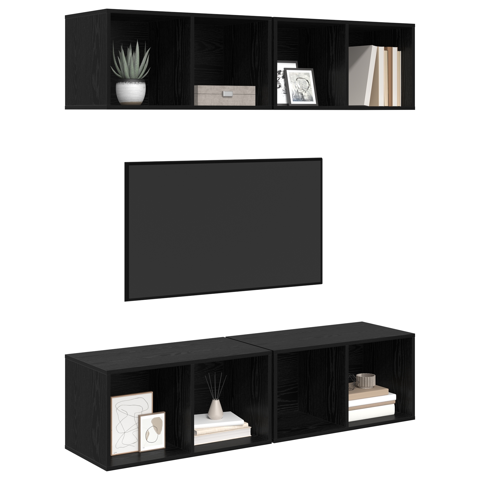 3393532 3 Dulap pentru TV pe Perete 4 pcs Stejar negru 37 x 37 x 72 cm Dulap pentru TV pe Perete 4 pcs Stejar negru 37 x 37 x 72 cm - imagine 3