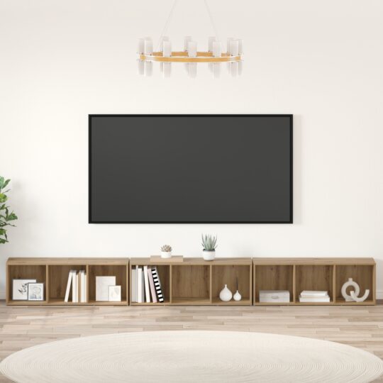 Cabinet TV 3 pcs stejar artizanal 37 x 35 x 107.5 cm