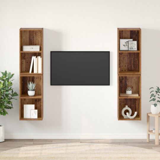 Dulap pentru TV pe Perete 4 pcs Lemn vechi 37 x 37 x 72 cm