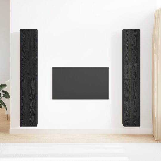 3393568 4 Set Dulapuri TV Pe perete 4 pcs Stejar negru 30.5 x 30 x 90 cm 3393568 4
