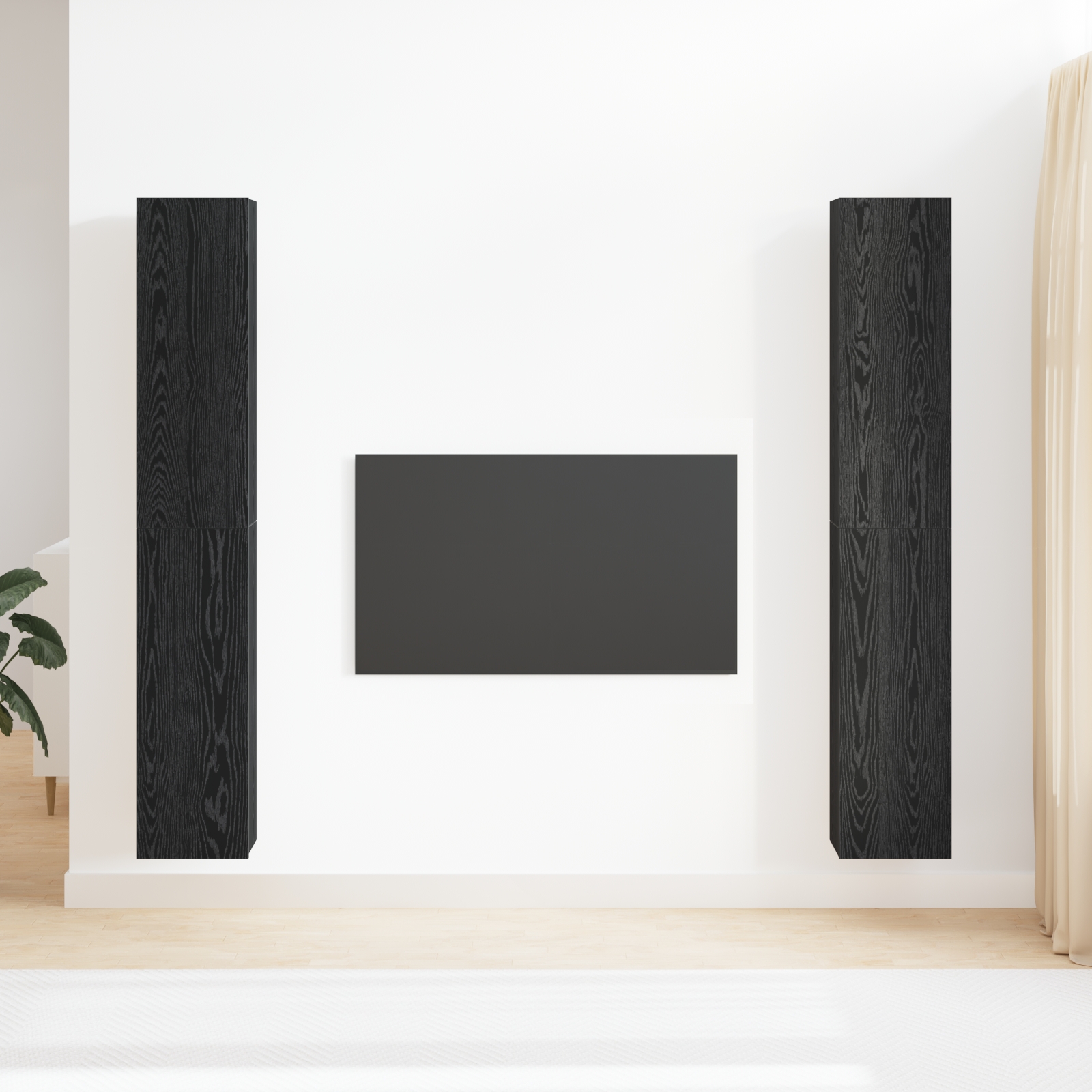 3393568 4 Set Dulapuri TV Pe perete 4 pcs Stejar negru 30.5 x 30 x 90 cm Set Dulapuri TV Pe perete 4 pcs Stejar negru 30.5 x 30 x 90 cm - imagine 4