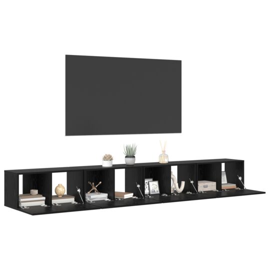 3393571 3 Set comodă TV 4 pcs Stejar negru 60 x 30 x 30 cm Lemn compozit 3393571 3