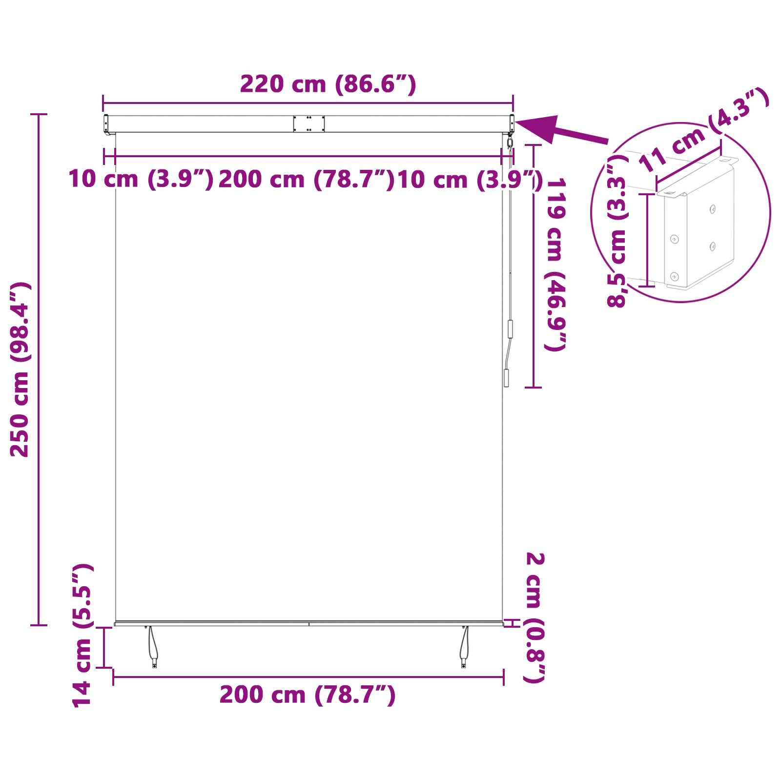 362096 11 Jaluzea Rulou de Exterior Dungi Antracit 220 x 250 cm țesătură Jaluzea Rulou de Exterior Dungi Antracit 220 x 250 cm țesătură - imagine 11