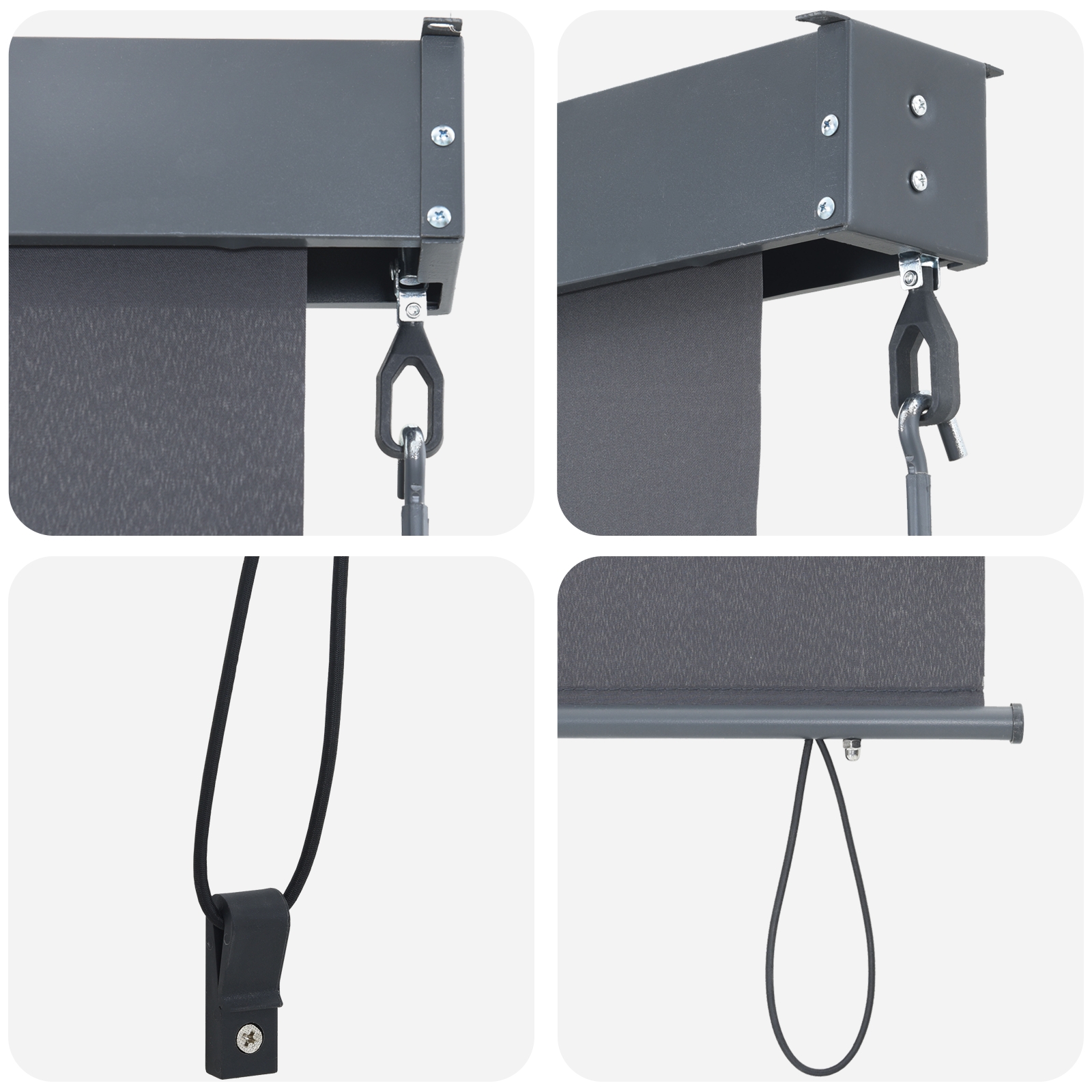 362096 7 Jaluzea Rulou de Exterior Dungi Antracit 220 x 250 cm țesătură Jaluzea Rulou de Exterior Dungi Antracit 220 x 250 cm țesătură - imagine 7