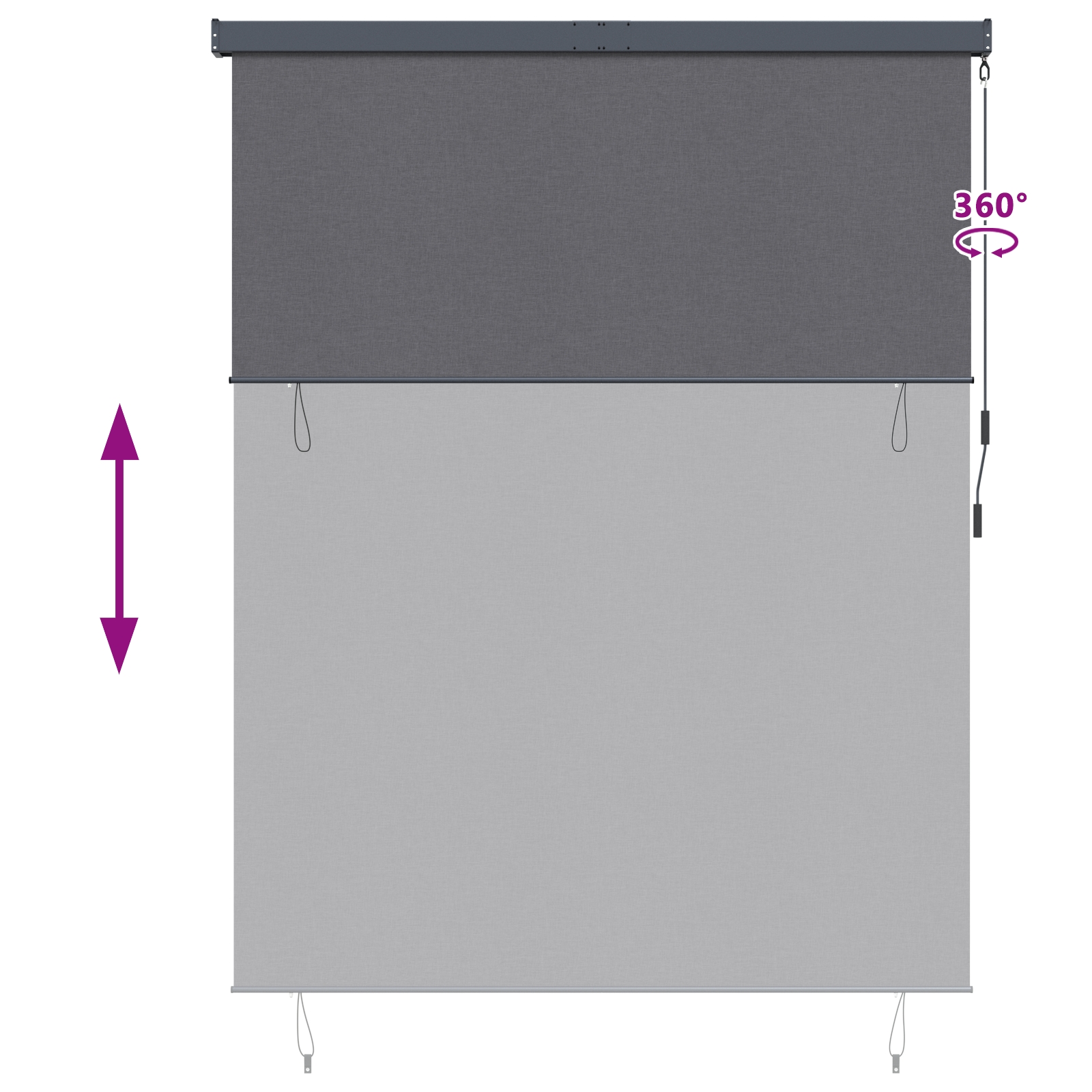 362096 9 Jaluzea Rulou de Exterior Dungi Antracit 220 x 250 cm țesătură Jaluzea Rulou de Exterior Dungi Antracit 220 x 250 cm țesătură - imagine 9